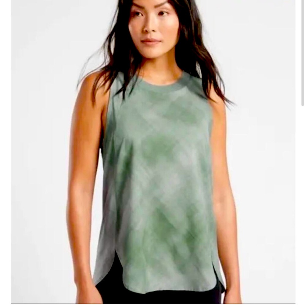 Athleta Women's Sleeveless Crew Neck Watercolor Green Zephyr Tank Top XSmall XS